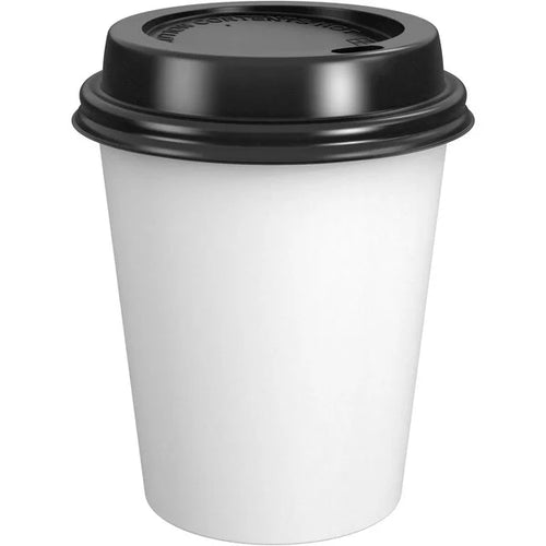 Choice 10 oz. White Poly Paper Hot Cup and Lid - 100/Pack