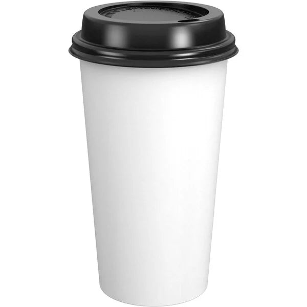 Choice 16 oz. White Poly Paper Hot Cup and Lid - 100/Pack