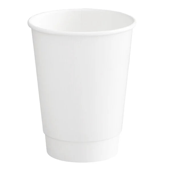 Choice 12 oz. White Smooth Double Wall Paper Hot Cup - 500/Case