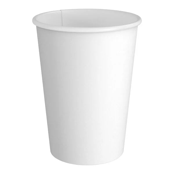 Choice 12 oz. White Poly Paper Hot Cup - 1,000/Case